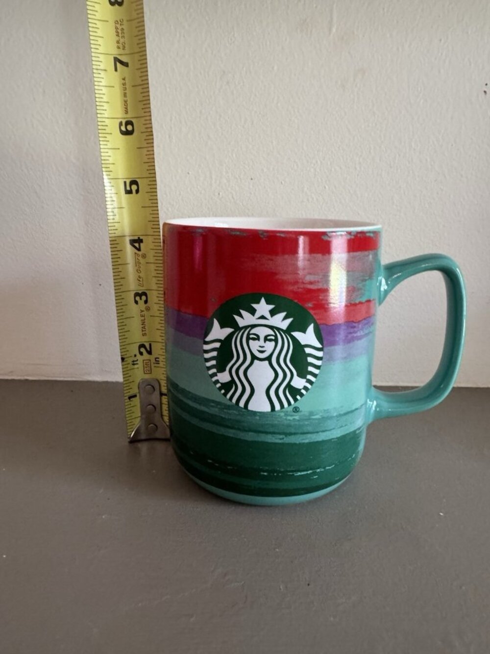 Starbucks 2021 Holiday Coffee Mug 18oz Green Red Purple Paint Brush Strokes - Picture 5 of 6
